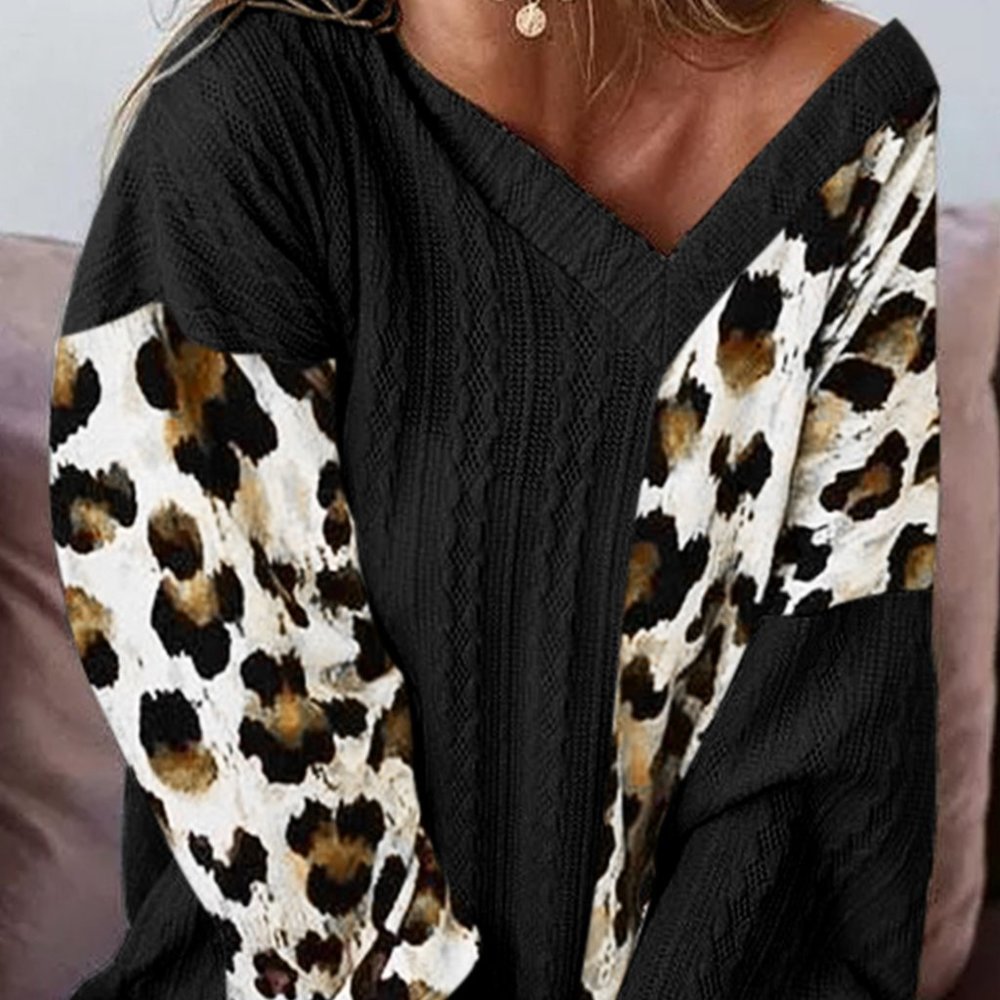 Leopard and Black vneck